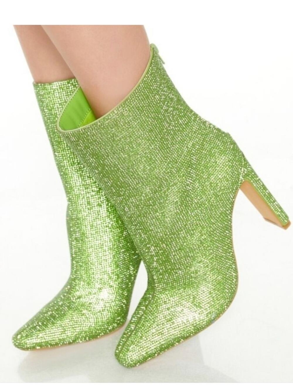 Lime green rhinestone boots